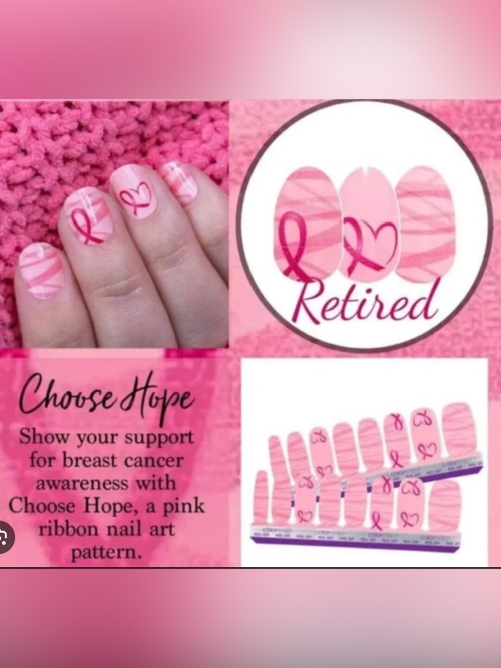 Color Street Pink Script & Stripes Nail Polish Strips